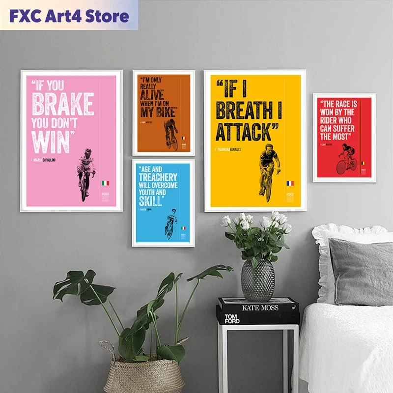 Cycling Quote - Affiche d'art vintage sans cadre avec