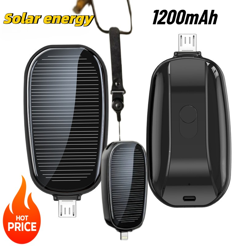 Usb Charger Dynamo - Mini batterie externe solaire 1200mAh, porte-clés,