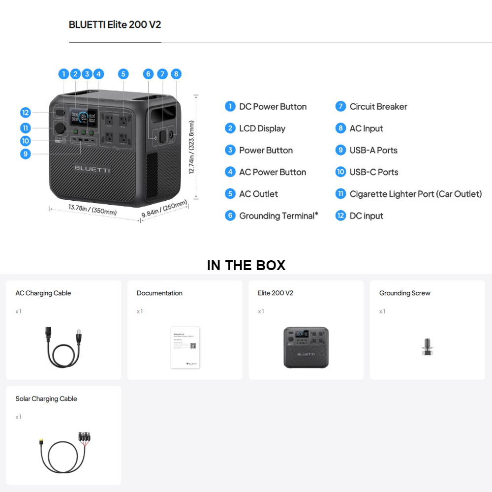 【Renew】BLUETTI Elite 200 V2 St - Usb Charger Dynamo avis et prix